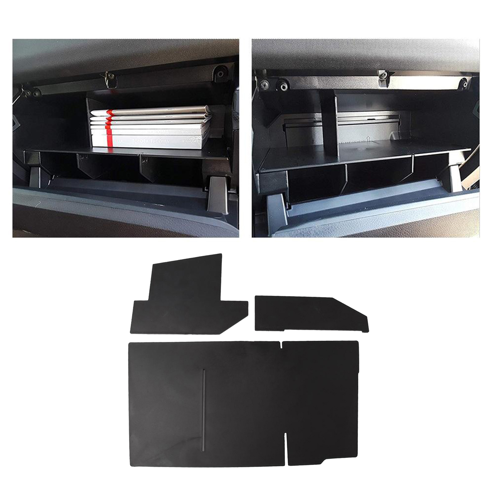 15" Black 384MM Glove Box Insert ABS Organizer Partition for   2016-2021