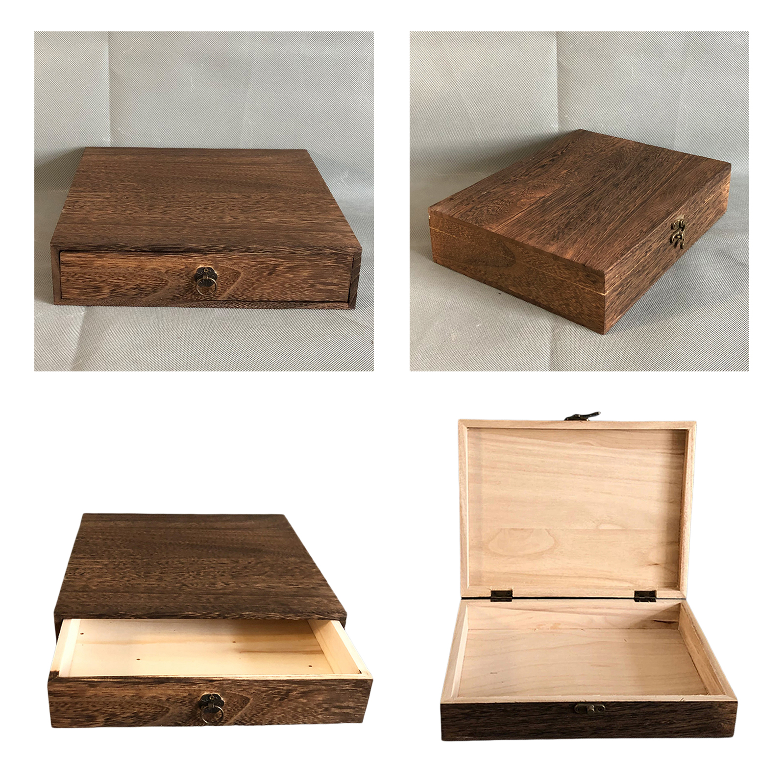 Wooden Storage Box with Lock Jewelry Packing Case Portable Wedding Rings Keepsake Bracelet Organizer Women Men Display Box Gift