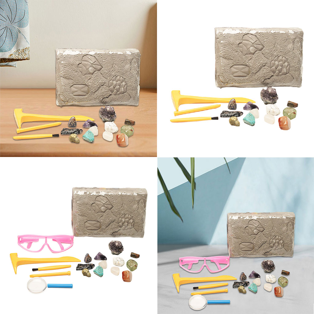 Mining Adventure Kit ,Excavate 12 Real Gems Stem Science Educational Toys Gemstone Mining Excavation for Mining Gift Kids Girls