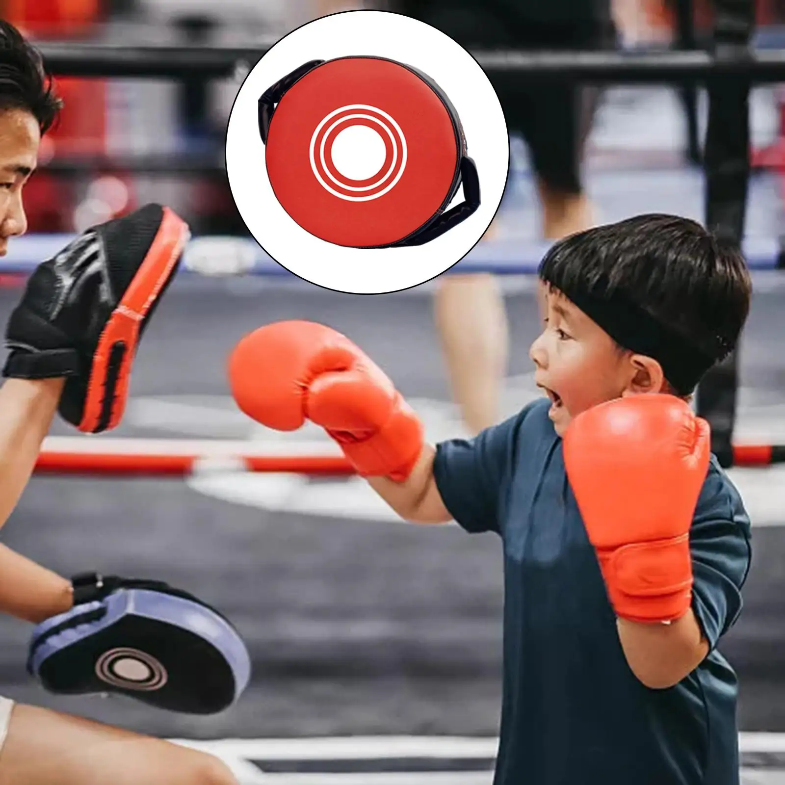 Fancyes Leather Kick Shield Round Focus Boxing Pad Striking Coaching Martial Training Sanda Equipment Thai Punch Cushion MMA 