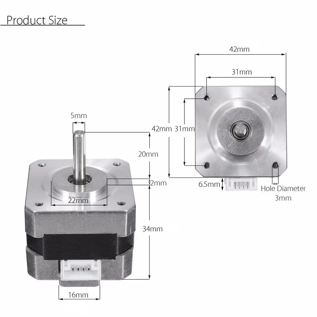 Nema 17 Stepper Motor Bipolar 0.4A, 28N.cm Holding Torque,  4-Lead,  1.8 Step Angle