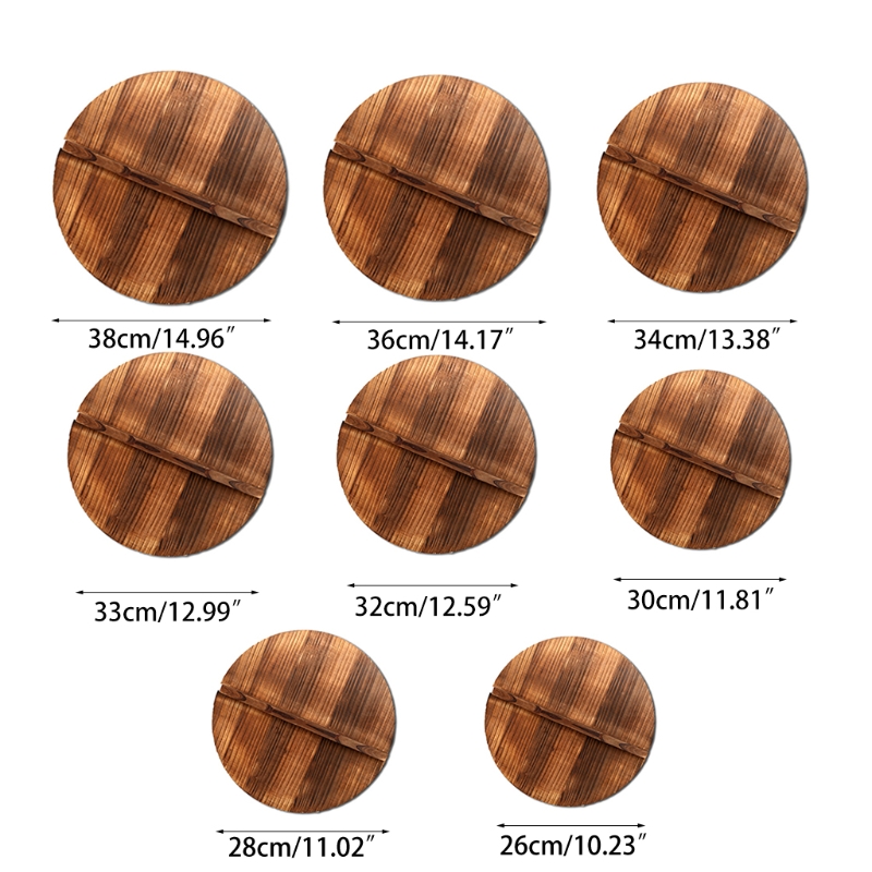 Description Picture 3 of itemRound Wooden Pot Lid Handmade Anti-Scalding Wok Cover Kitchen Accessoies Pan Lid 26CM 28CM 30CM 32CM 33CM 34CM 36CM 38CM