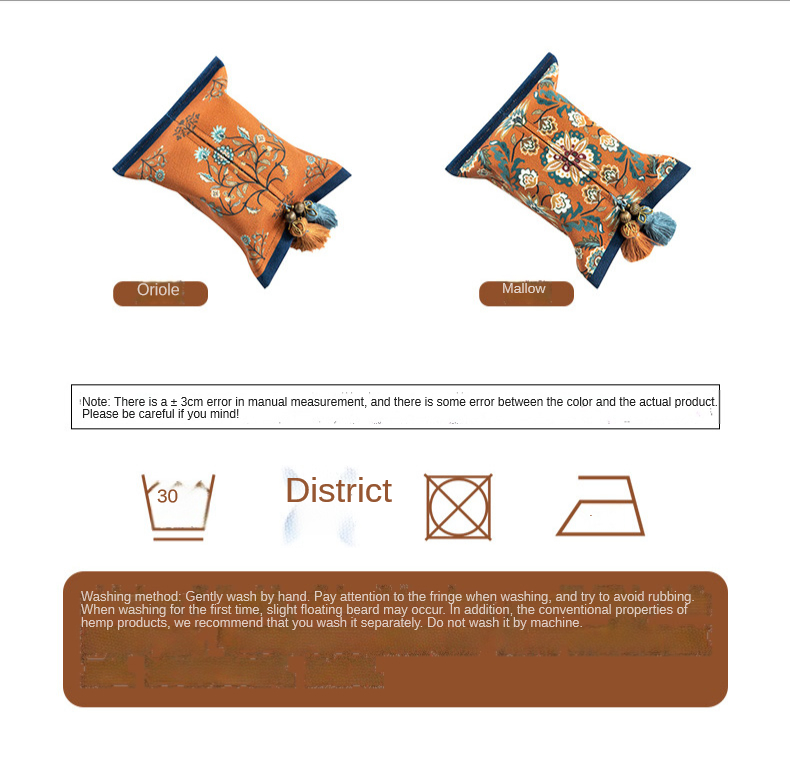 Description Picture 5 of itemRetro Home Living Room Bedroom Multi-purpose Tissue Box, Aperextraction Box, Printed Pattern Fabric Car Tissue Paper Storage Box