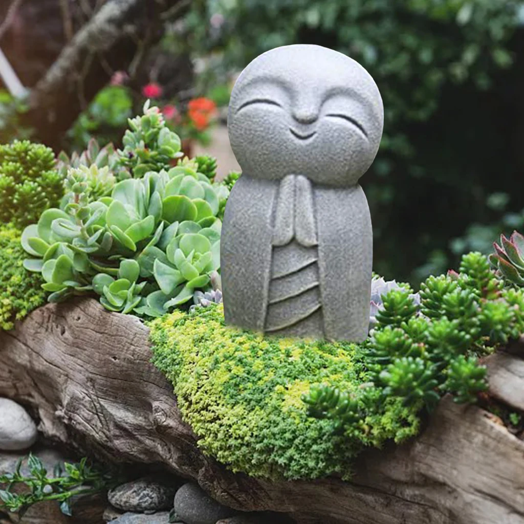 Buddha Statues Cute Little Jizo Buddha Sculpture Figurines Garden Ornaments