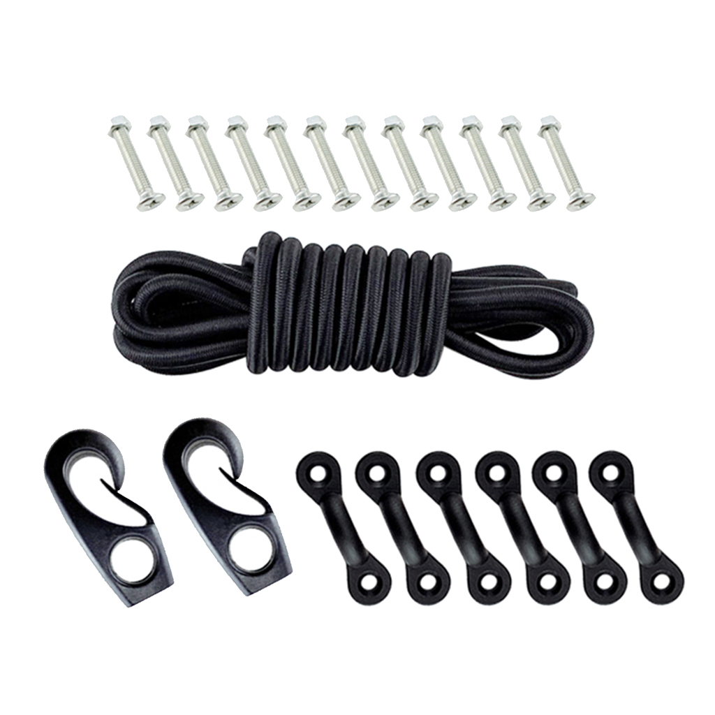 Marine Kayak Bungee Kit Bow & Stern Tie Downs 8ft Cord 6 Nylon Padeyes