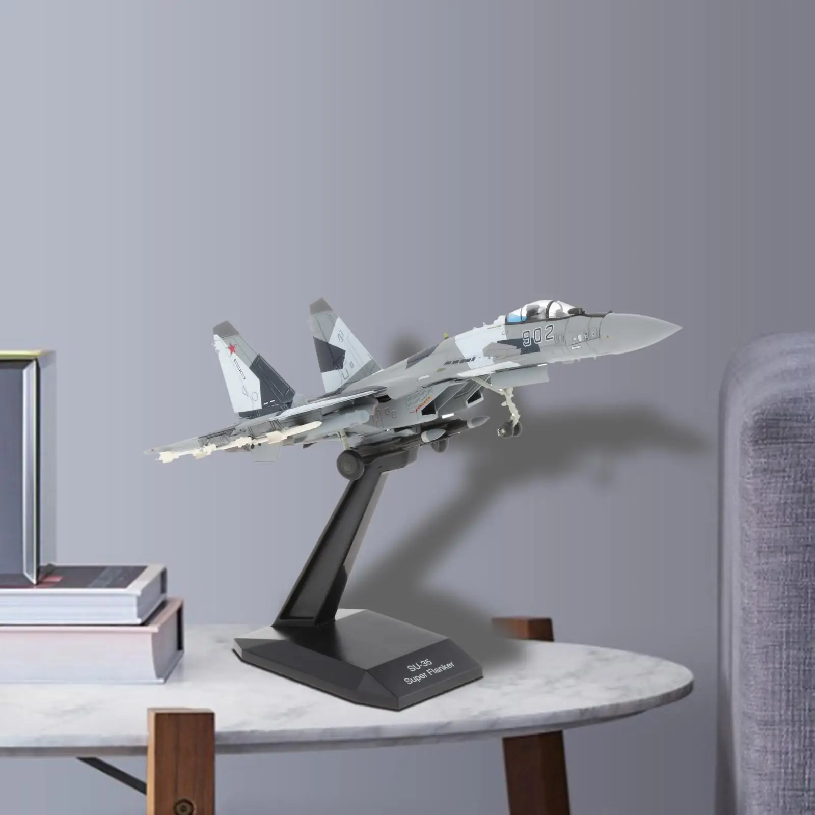Colcolo 1:100 Scale Sukhoi Su-35 Fighter Helicopter Diecast Army Model with Dispaly Stand Collectables Office Ornaments 