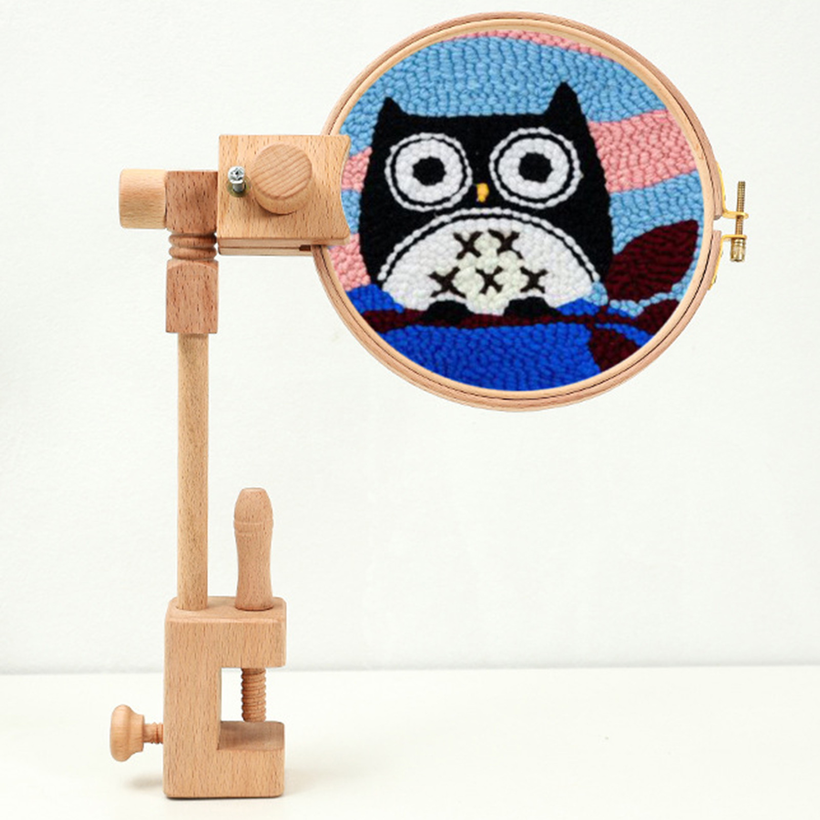 Max Dia. 40cm Embroidery Hoop 360 Rotation Cross Stitch Frame Rack Adjustable Wooden Embroidery Table Clamp Stand