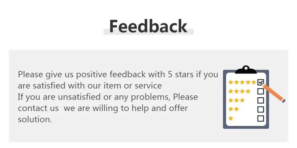 ¡Déjenos sus comentarios con 5 estrellas si está satisfecho!