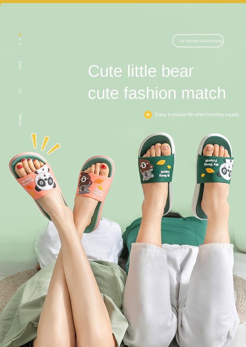 Cool Slippers Couple Male Outside Wear a Pair of Thick Soles Slippers Ins Antiskid Household Household Cute Summer Indoor Female