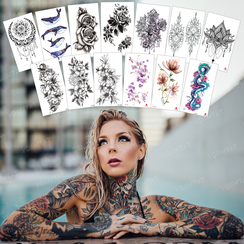 Best of Sexy Flower Waterproof Temporary Tattoo Sticker Rose Butterfly Snake Flash Tatto Woman Arm Body Art Fake Tatoo Man Child Kids Reviews & Tips