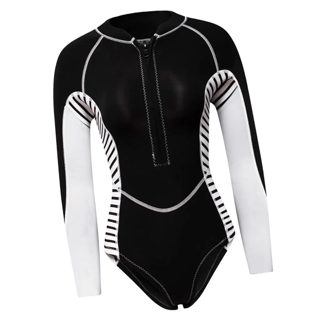 Women`s Rashguard One-Piece Long Sleeve Front Zip UV Protection Surfing Swimsuit Swimwear Bathing Suit