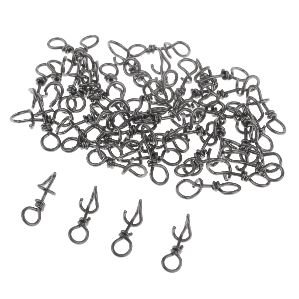 50 Pcs Fast Connecting Clips Fishing  Snaps Clips Swivels Connectors