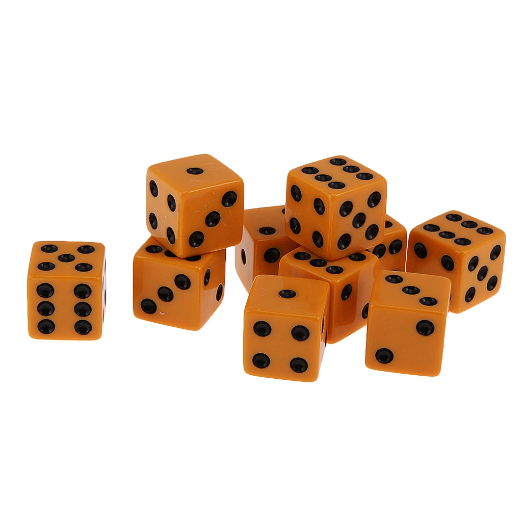 MagiDeal High Quality 10Pcs 18mm Six Sided Bar Pub Club Party Spot D6 Playing Games Dice Set Opaque Game Toy Accessory 5 Colors