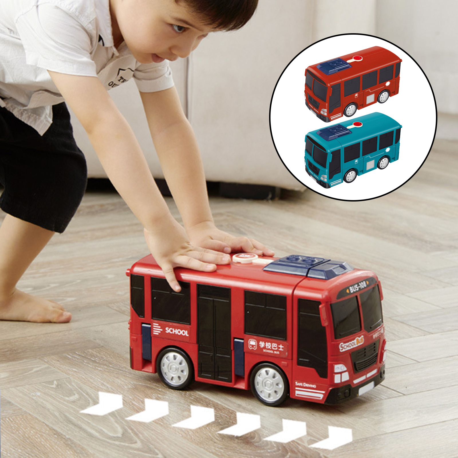 Multifunction Bus Toy Baby Deformation Toy Child Early Educational Multifunctional Car Driving Simulation Toy with Music Light