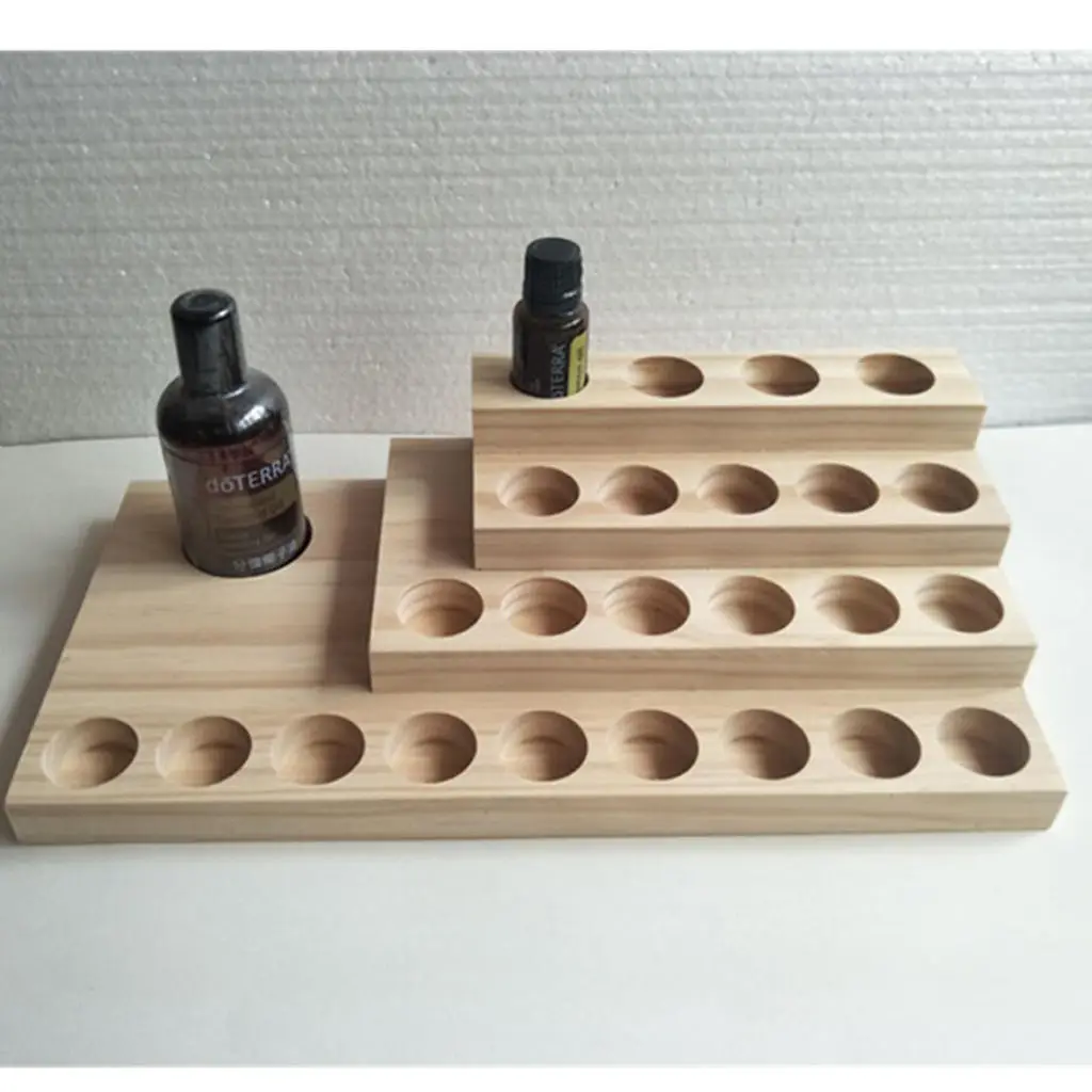 Wooden Essential Oil Storage Rack Organizers for Storage & Tabletop Display Aromatherapy Perfume Organizer Rack Stand Holder
