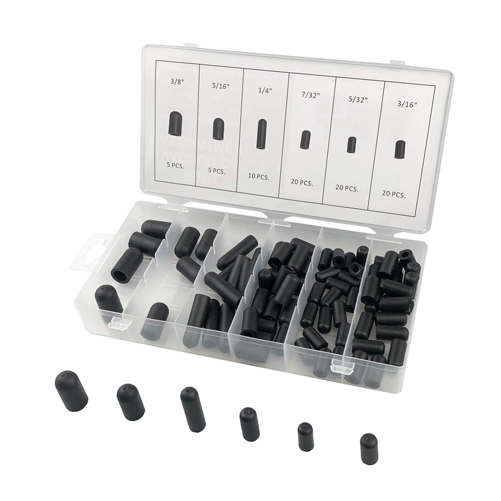 80Pcs/Set Rubber Vacuum Cap Assortment SET 5/32