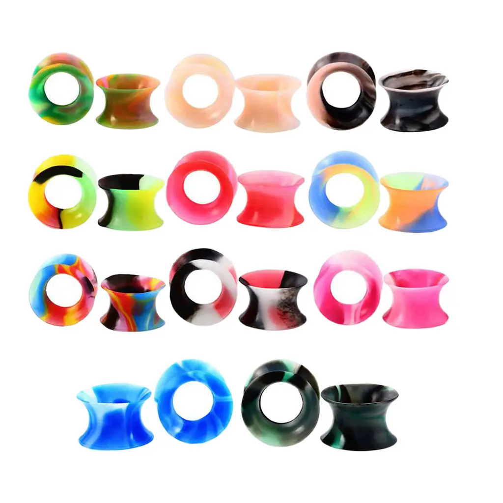 11 Pairs Soft Silicone Tunnels Ear Gauges Plugs Stretchers Flexible Expander Ear Stretching Kits 6mm/8mm/10mm/12mm/14mm/16mm