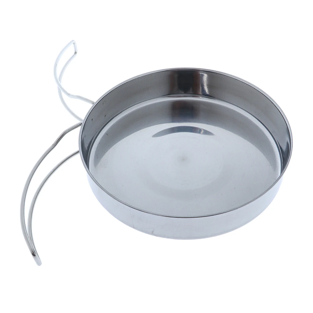 Stainless steel frying pan outdoor pan picnic pot with folding handle