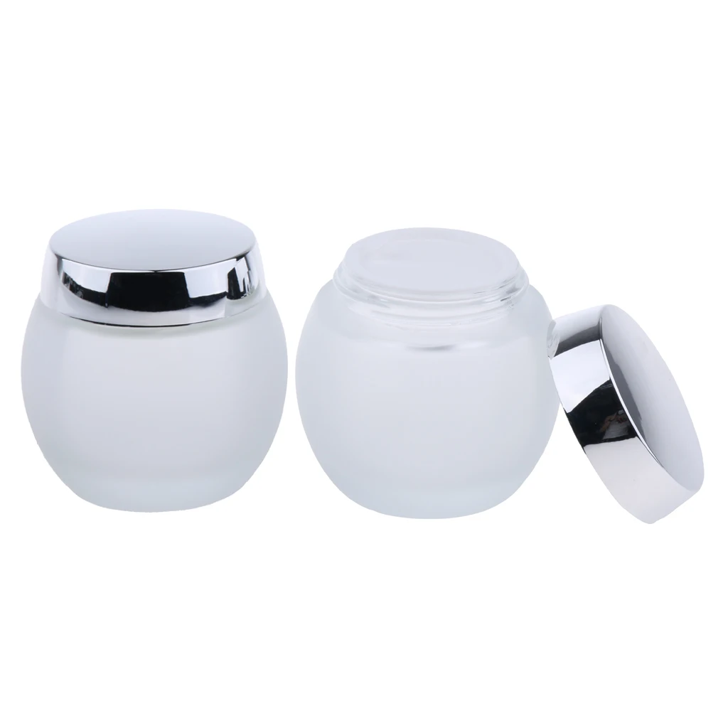 2 Pieces 120g Frosted Glass  Bottle Cosmetic Jar Cream Container Travel Fit