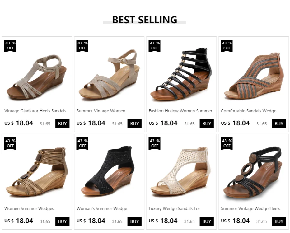 KEREE Womens Mid Wedge Vintage Braided Sandals Comfortable Ankle Strap Open Toe Bohemian Zipper Sandal