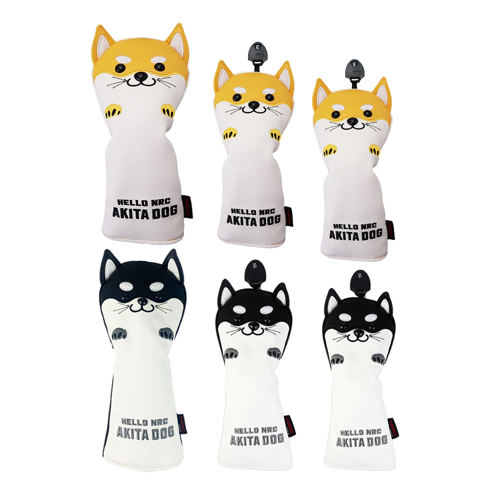 Durable Golf Driver Head Cover Woods Protector Cute Shiba Inu With No. Tag