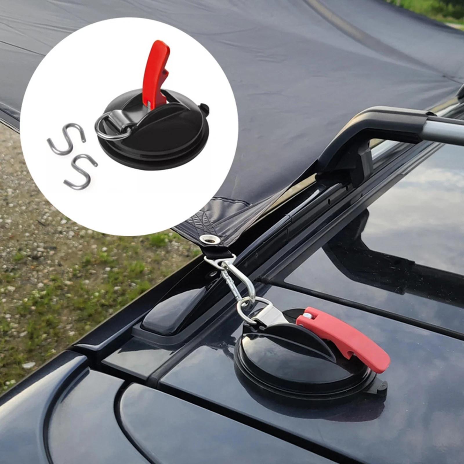 Suction Cup Anchor Heavy Duty Tie Down Car Mount Luggage Tarps Tents with Securing Hook Universal for Car Truck