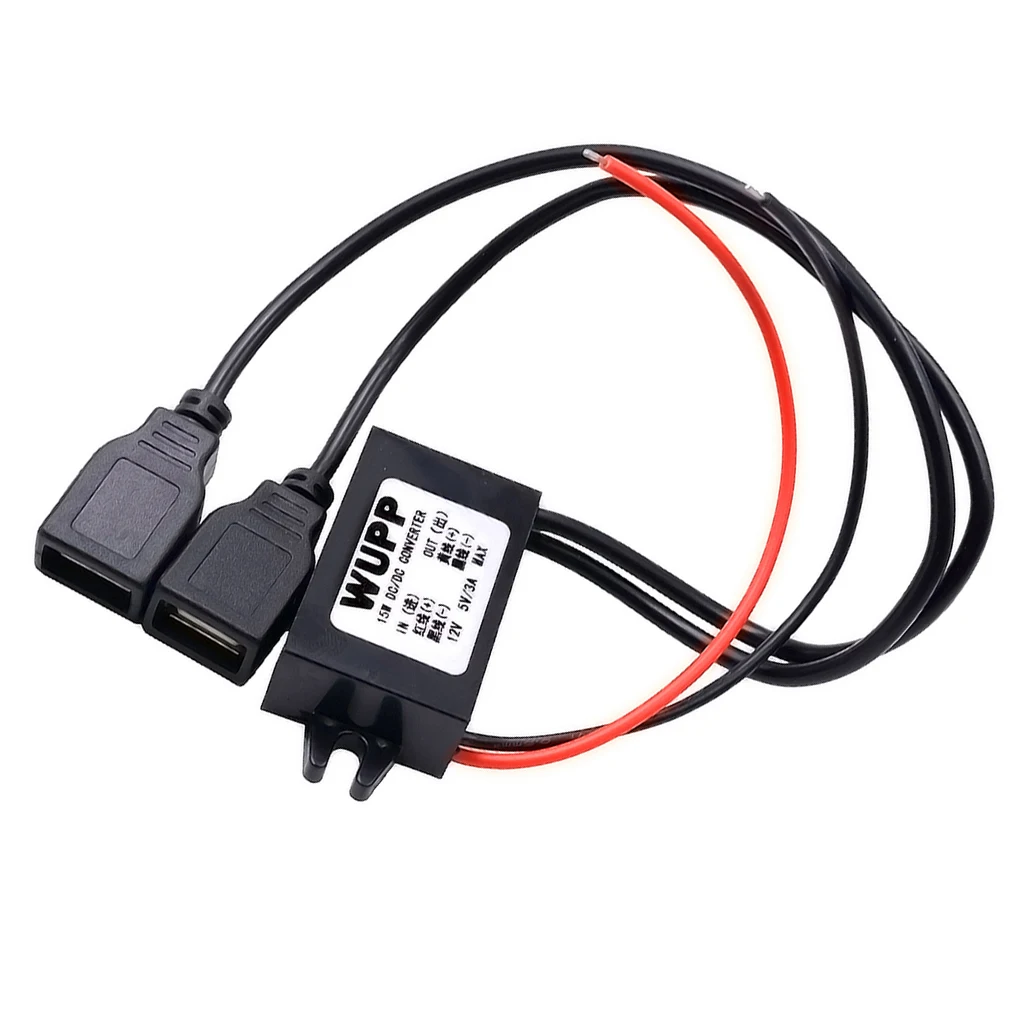 Car Charger  DC-DC 12V to 5V 2-USB Power Module for MP3 Phone GPS