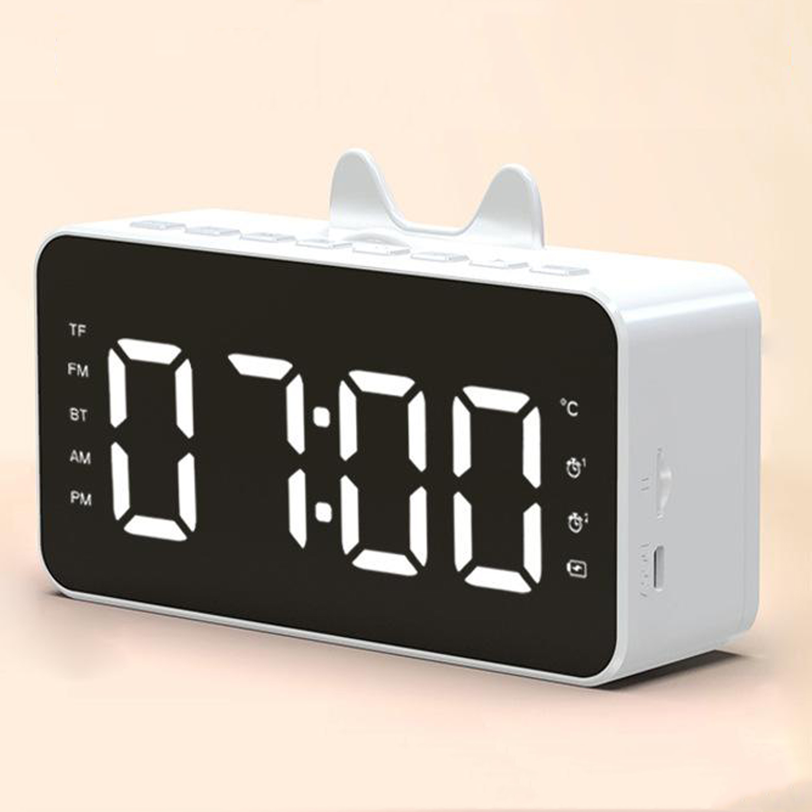 Mirror Alarm Clock Digital Snooze Table Clock Wake Up Light Electronic Large Time Temperature Display Home Decoration Clock