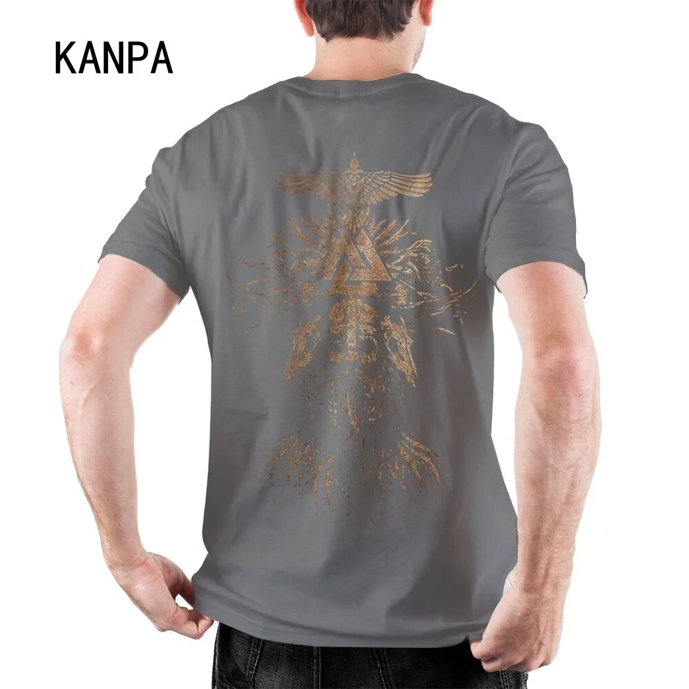 kanpa melhor vendedor de grandes dimensões odin entrando valhalla viking homem estilo básico manga curta pescoço personalizado camisa impressão