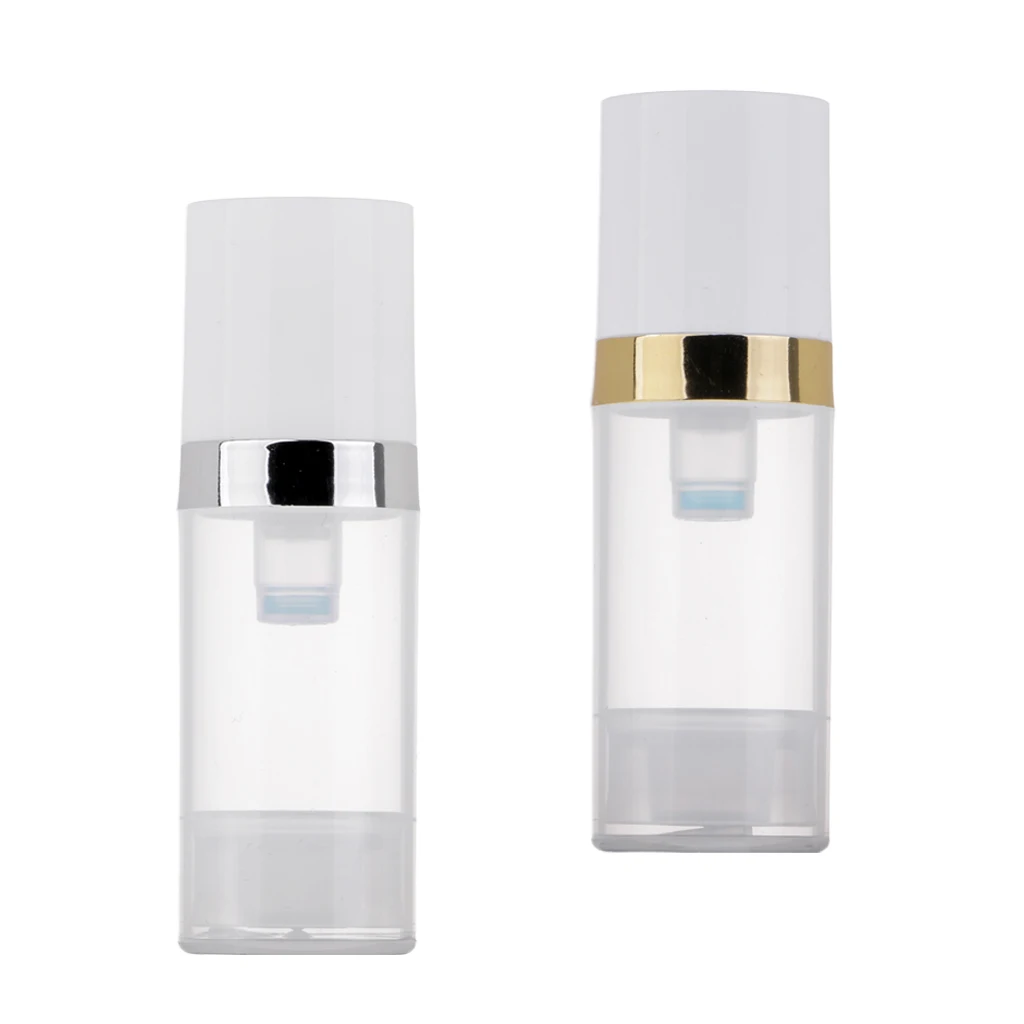 2x Clear Empty Plastic Vacuum Press Down Pump Bottle Tubes Cosmetic Travel