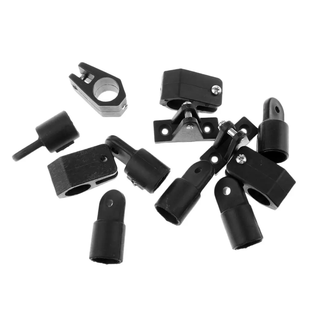 12pcs Set 7/8` Boat Bimini Top Nylon Fittings Includes 6pcs Eye End + 4pcs Jaw Slide + 2pcs Deck Hinge Nylon High Quality