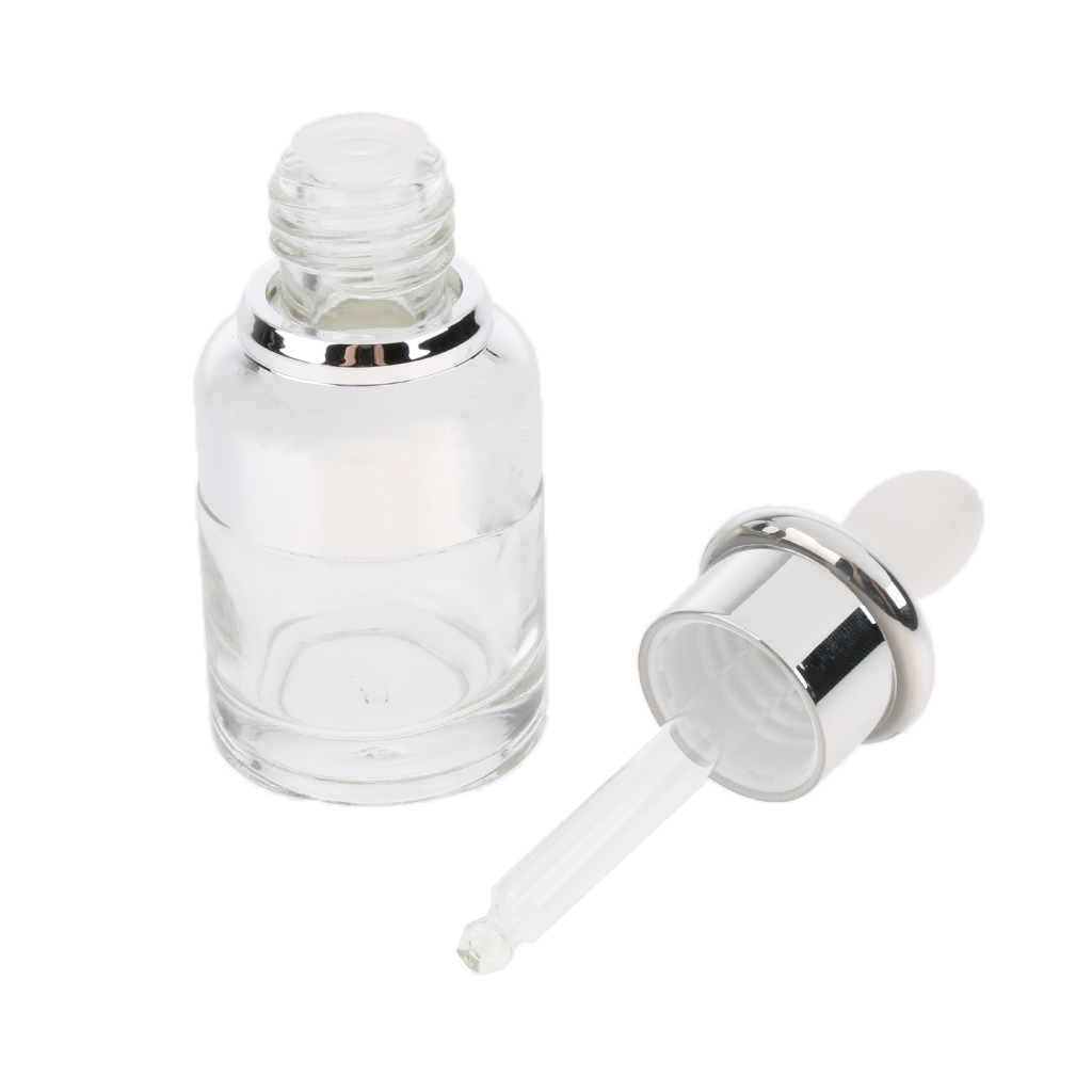 6pcs Glass Pipette Eye Dropper Refillable Empty Bottles Essential Oil Vials