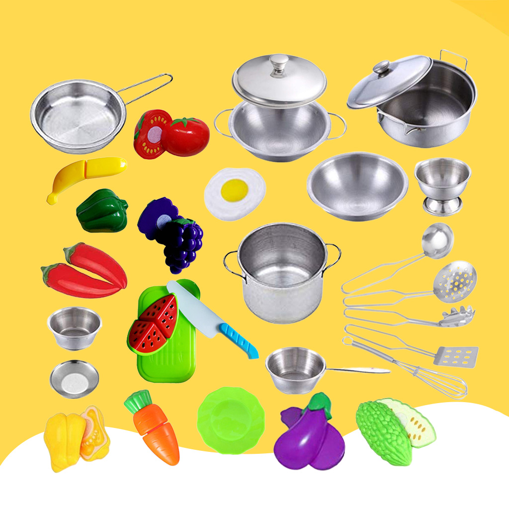 Pretend Cooking Toy Cookware Saucepan Spoon Utensils Set  Toy
