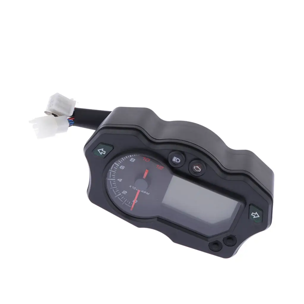 MagiDeal Motorcycle Digital LCD Speedometer Odometer Tachometer Gauges