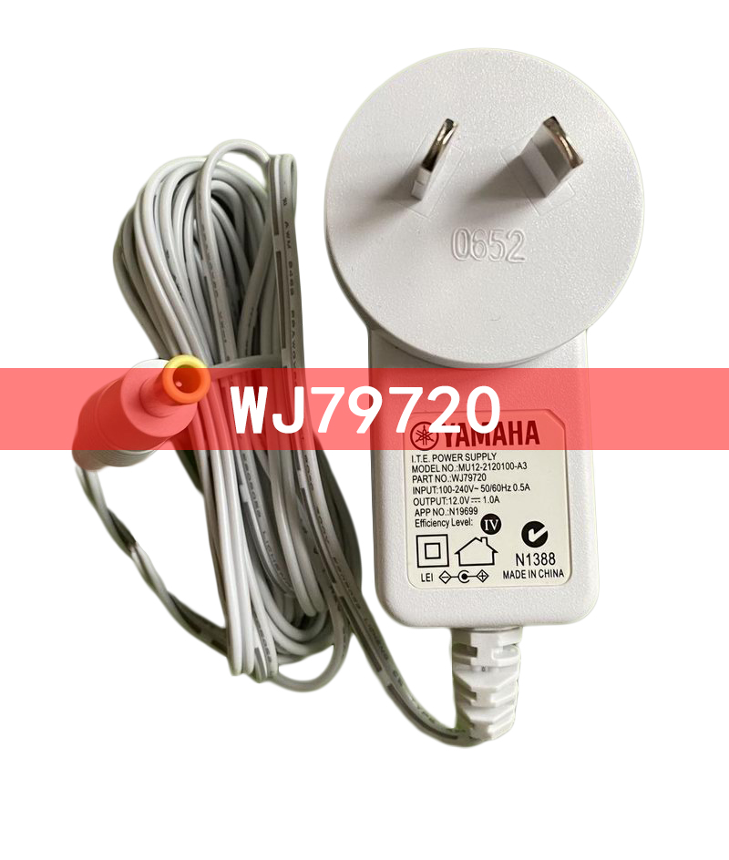 Original novo yamaha wj79720 12v1a 12v 1a adaptador de energia wj79720