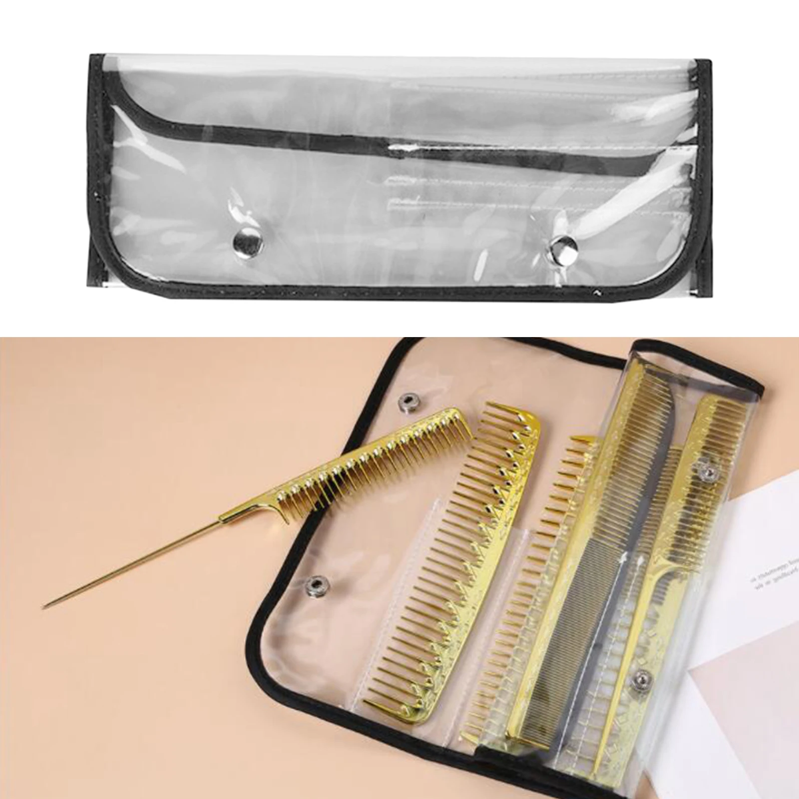 Transparent Classic Scissor Holder Pouch Trimming Shear Tools Comb Bag Carrying Case Organiser6 Pockets Folding 