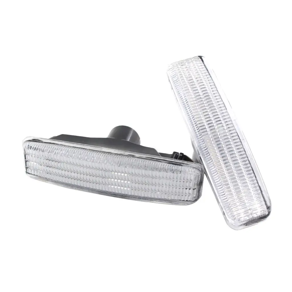 2 Pack Clear Len Front Side Marker Lamps with LED Lights for BMW E39 5 SERIES 1997-2003 Bumper 9.4x4x4cm Repace 63148360589