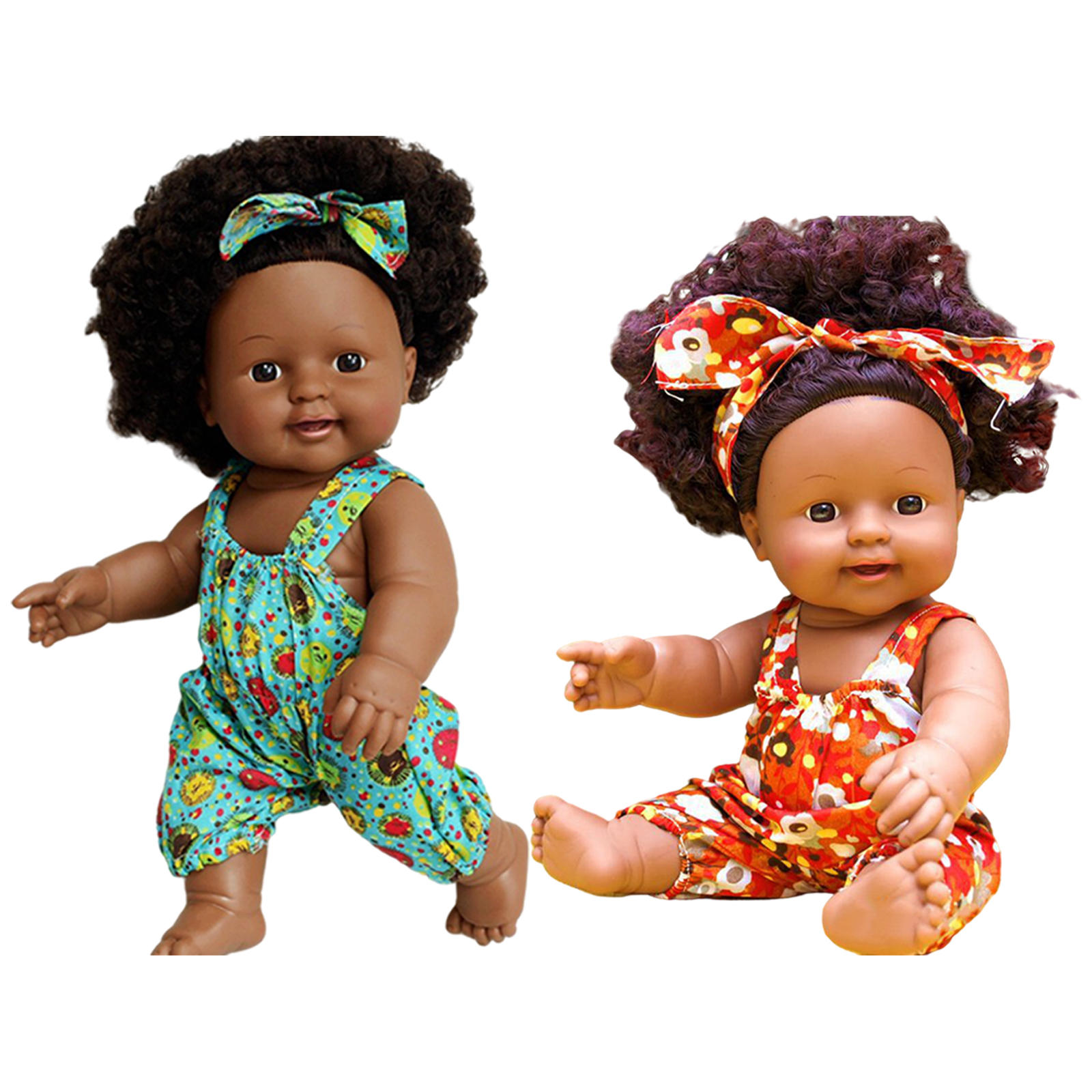30cm Baby Doll with Speak Function Curly African DIY with Outfits Dolls Toys Play Washable Black Girl Doll for Children Kids