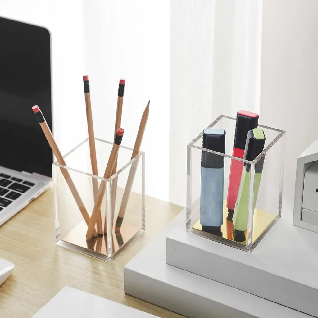 Clear Makeup Brush Organizer Desktop Pencil Cup Clear Desktop Pencil Cup Stationery Organizer