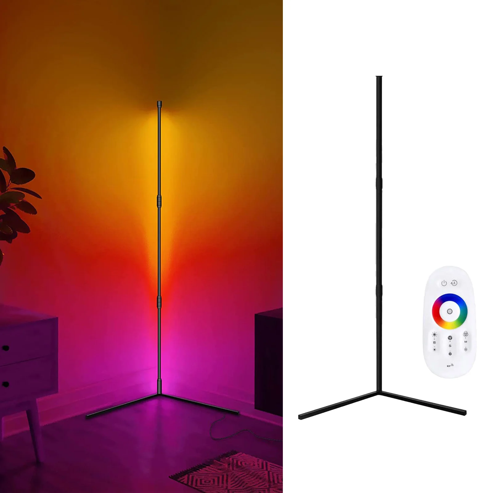 Modern Corner Floor Lamp Led RGB Room Decoration Colourful Standing Intelligent for Living Bedroom Decor Night Light with Remote