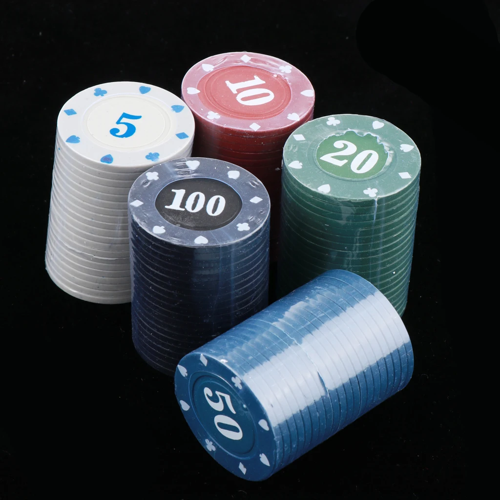 100pcs Plastic Counting Poker Chips Poker Tokens Casino Chips Set Fun Home Gift Poker Card Games Accessories 3.9cm New