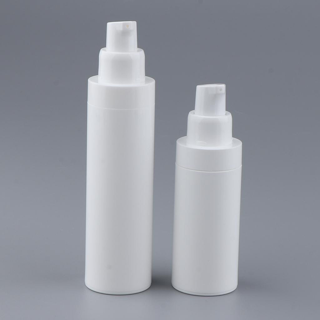 Empty White PET Cosmetic Airless Pump Bottle Makeup Serums Lotion Container