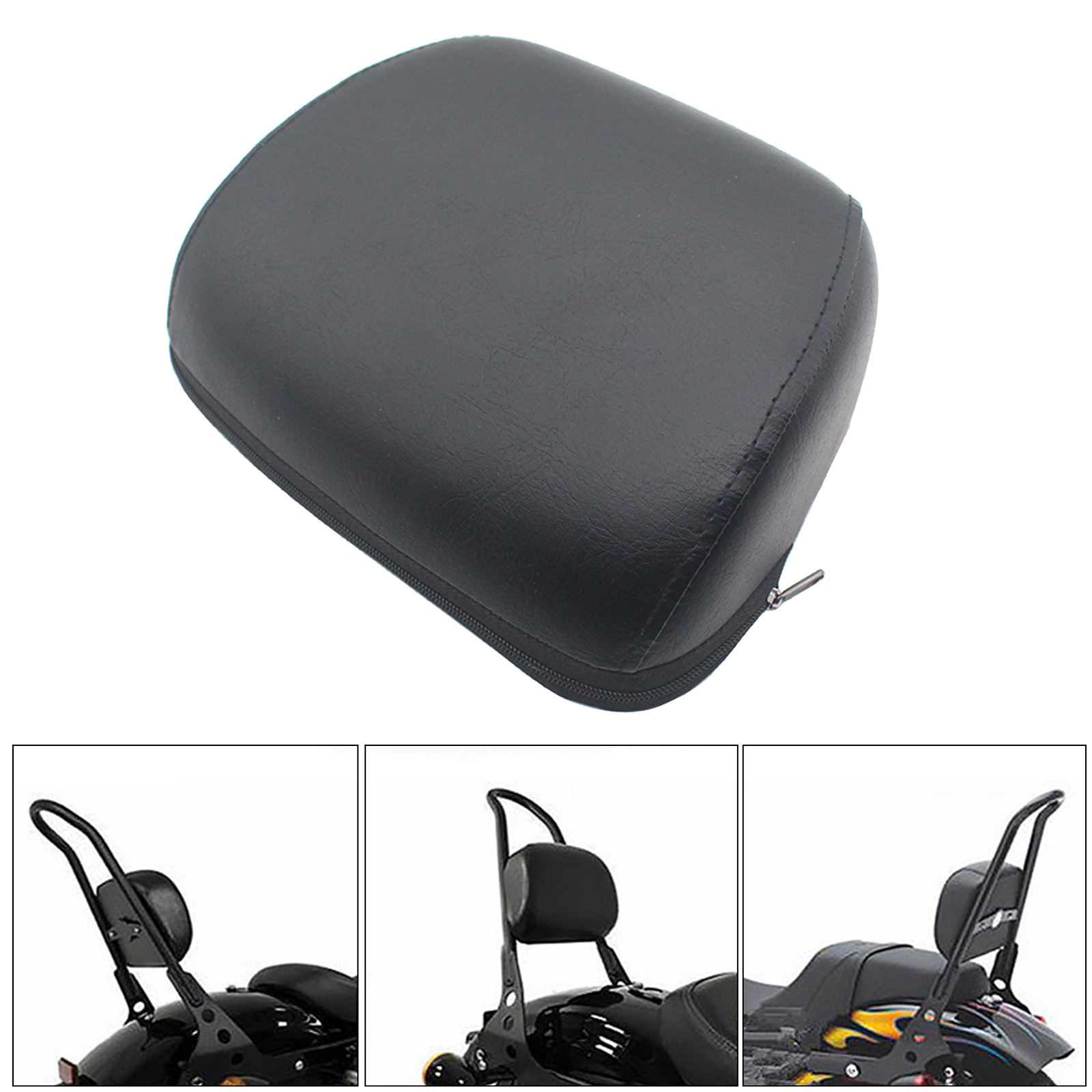 Universal Backrest Pad, Pads Back Rest PU Leather Detachable Fit for Harley 883 1200 48 Motorcycle Parts Comfortable