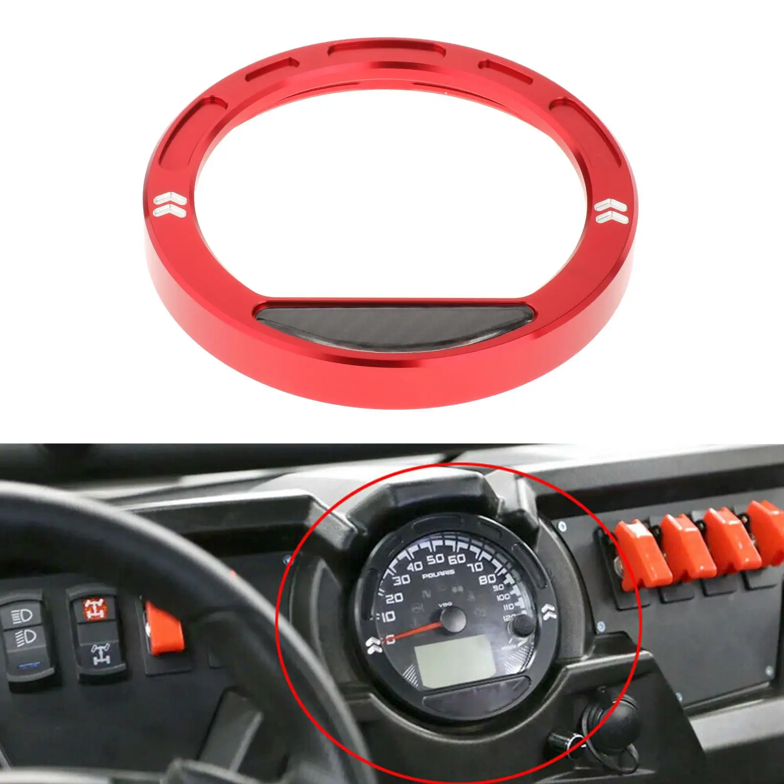 CNC Billet Motorcycle Speedometer Guage Bezel Cover Trim Ring Compatible with Polaris RZR 570 800 900 RZR 1000