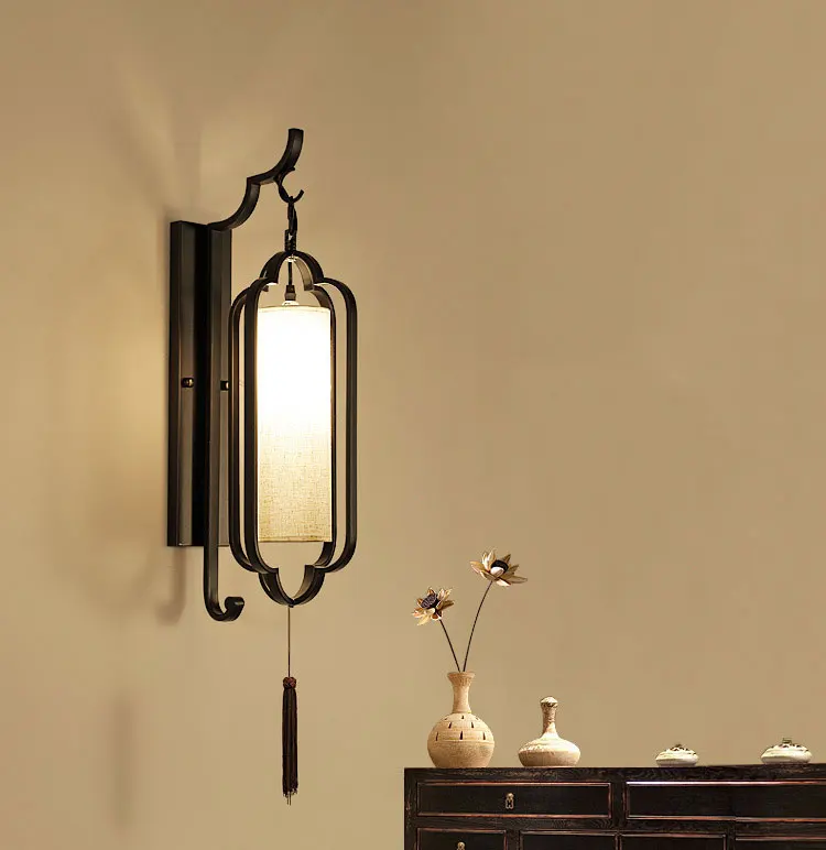 Chinese Minimalist Wall Lamp Chinese Style Study Room Bedroom Bedside Lamp Aisle Corridor Staircase Balcony Entrance Light E27 plug in wall lights