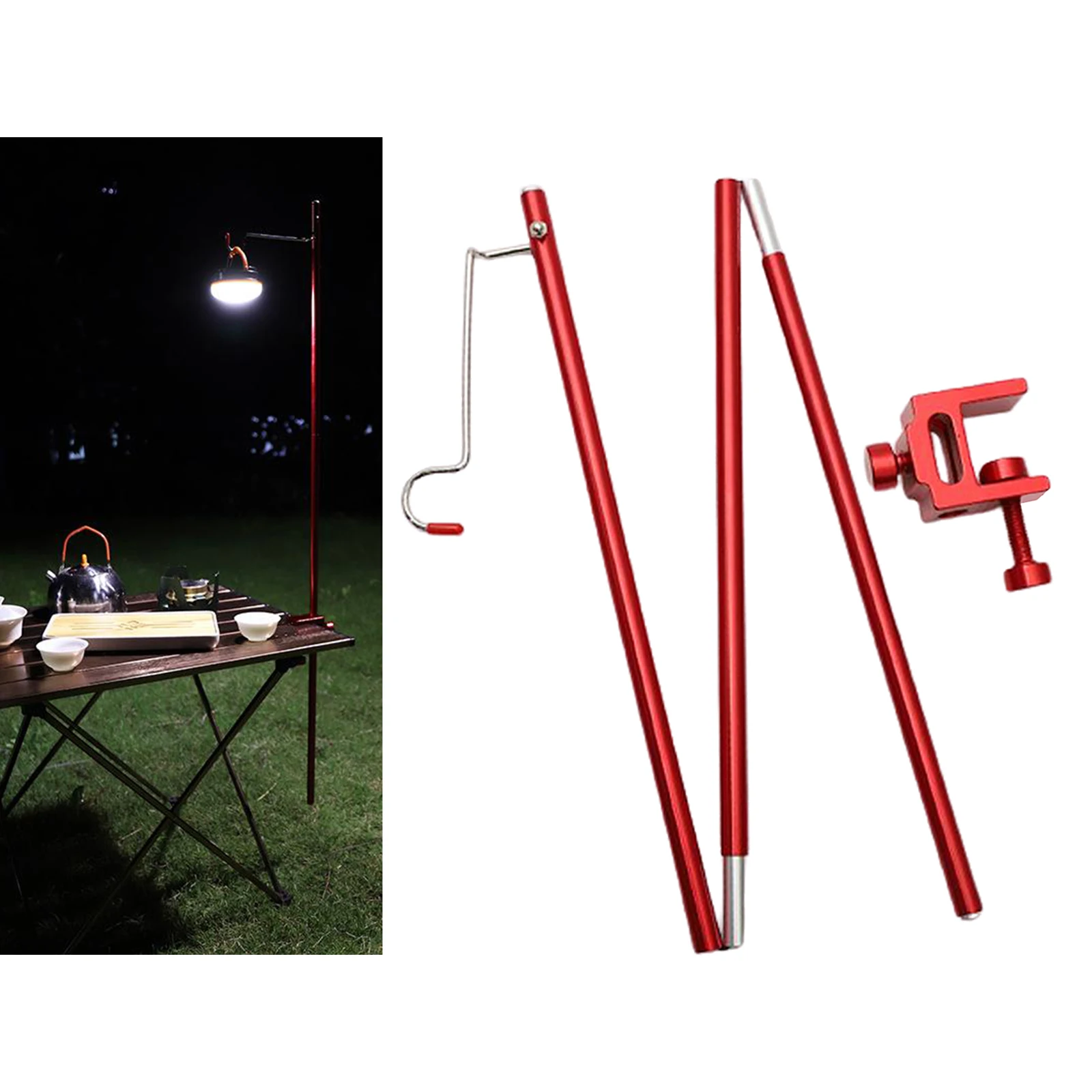 Garden Camping Tent Light Support Rod & Table Clip Holder for Hiking Fishing