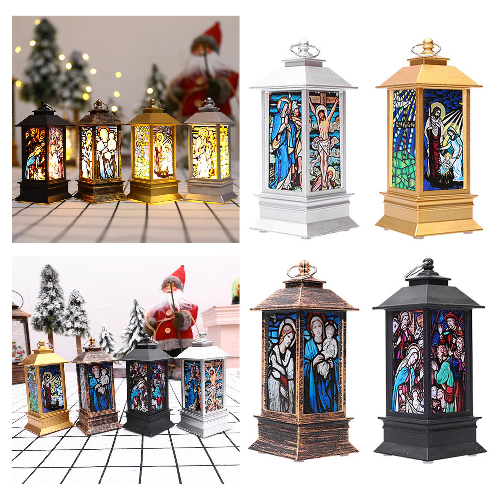 Christmas Jesus Lantern Flashing Candle Lanterns Fairy Decorations Christians Lamp for Kids Room Xmas Party Ornament