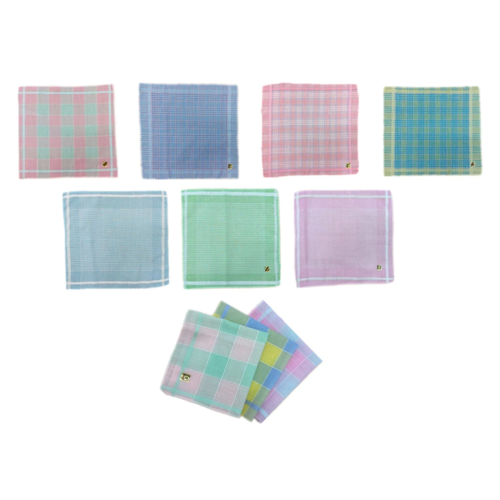 Pack Of 10 Handkerchiefs For Women Checkered Pattern  Gift Set 28x29cm