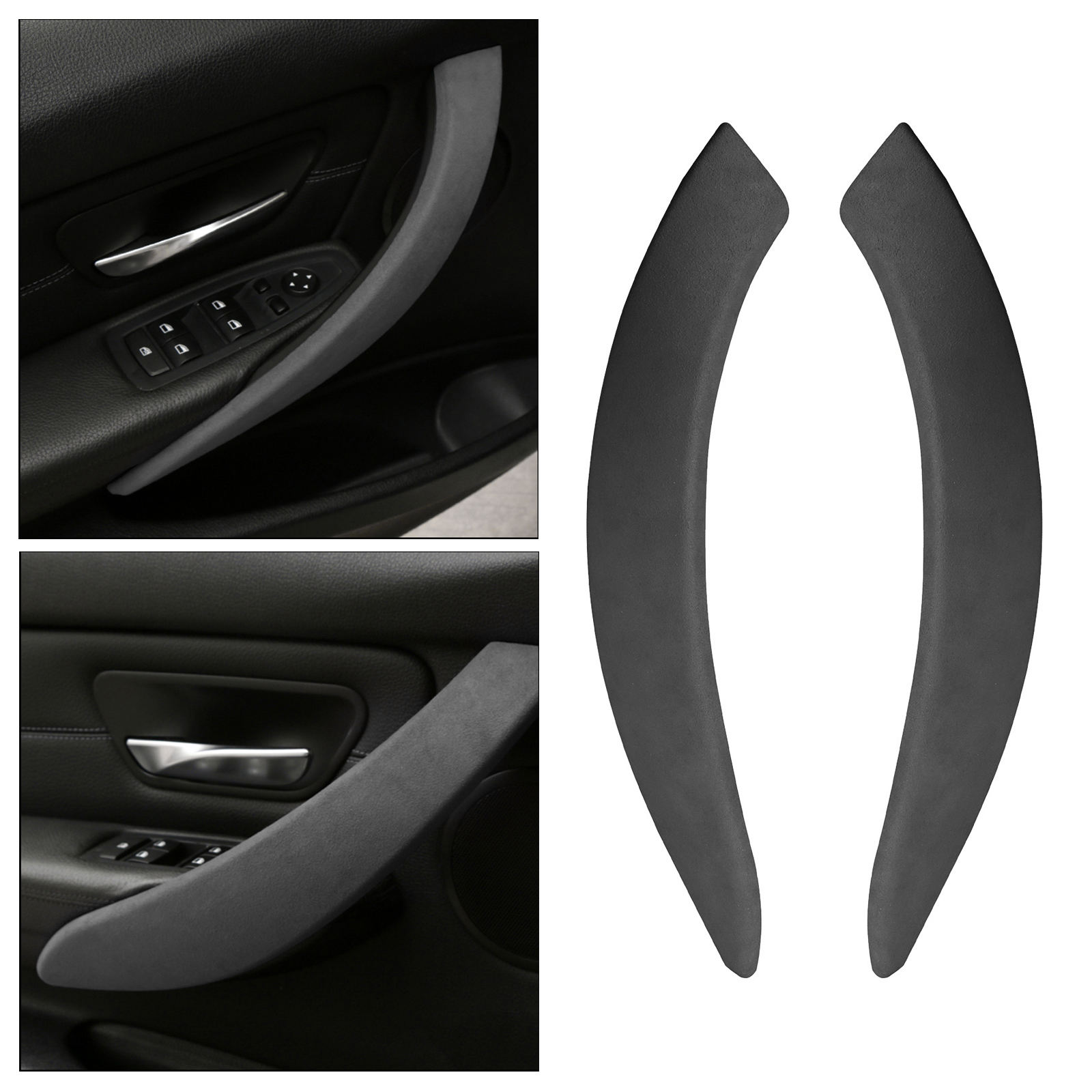 2x Left Right Interior Car Door Pull Handle, Armrest Trim Strap Compatible with BMW F30 F34 F36 Car Replacement Parts Acc