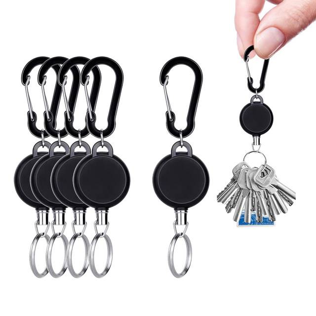 5pccs Retractable Key Chain, Heavy Duty Key Reel Keychain, Extendable Key 